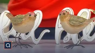 Набор из 2 фигурок птиц с крыльями-листьями от Валери | QVC