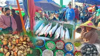 ตลาดนัดไทย-ลาว อ.ธาตุพนม จ.นครพนม หอยปัง แมงแคงค้อ เห็ด ปลา สุดยอดอาหารป่าเต็มริมโขง