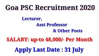 Goa PSC Recruitment 2020 - Apply Online for Lecturer, Asst Professor & Other Posts