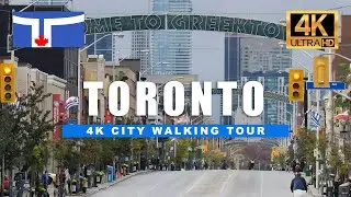 4K HDR Toronto Canada Walking Tour | Walking the Danforth aka 'Greektown'