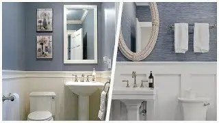 75 Gray Powder Room With Blue Walls Design Ideas You'll Love 🌈
