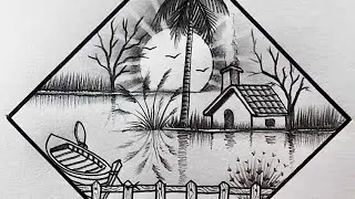 Water reflection rhombus landscape drawing art' 