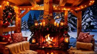 Warm Christmas Fireplace Ambience 🔥 Snowfall Through Window ❄️ Calm Holiday Mood