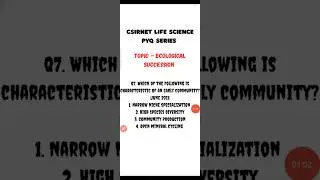 Ecological Succession PYQ Series CSIR NET Life Science Exam #csirnet #ecology #shorts #trending