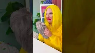 Gum Stuck in Her Hair?! 😱 But Girl and Kitty Have a Genius Fix! ⚡🐱 #LifeHack #Funny