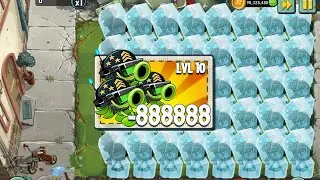 PvZ 2 Challenge - All Plants Level max use 1 Power Up Vs 40 Frozen Pvz Barrel Zombie - Who will win?