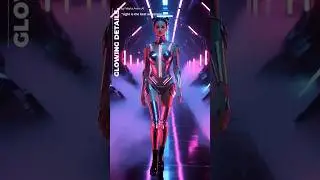 Futuristic Bodysuit With Reflective Lines and High-Impact Cyber Runway Aesthetic #shorts