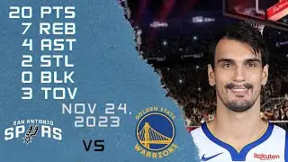 Dario Saric player Highlights WARRIORS vs SPURS NBA Regular season game 24-11-2023