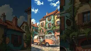 ☕ The Peaceful Coffee Street in Anime Style | Cozy Retro Vibes 🌸✨