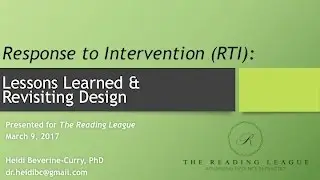 Reading League Event - March 9, 2017 - Response to Intervention