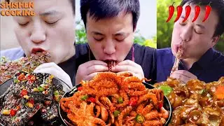 SPICY SEAFOOD BBQ丨CHINESE FOOD EATING SHOW丨SALT BAKED CLAMS