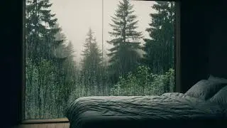 Rain Sounds on Cabin Window | Peaceful Night Rain in Forest Cabin for Deep Sleep
