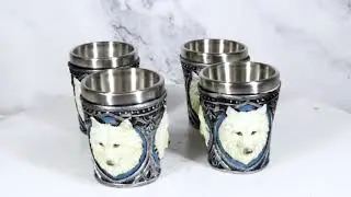 Mythical Fantasy Albino Snow White Wolf Shot Glasses 2-Ounce Set Of 4 Novelties