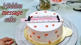 1/2 kg anniversary cake recipe |How to make hidden message box|Baking bites |