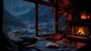 ❄️ Winter Serenity Room | Fireplace Crackling & Light Snowfall for Deep Sleep