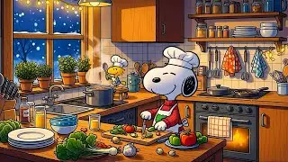 Snoopy Night Kitchen 🌙 Warm Lofi Beats to Focus & Chill