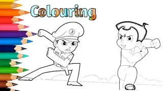 Little Singham vs Chhota Bheem Colouring for Kids | Cartoon Colouring Video