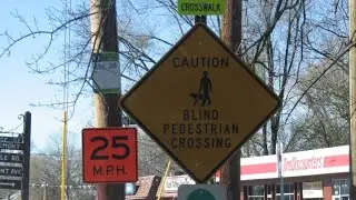 Way too many crazy road signs to read on the side of the road