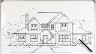 How To Draw A Luxury House step by step  | home drawing #drawing