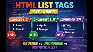 HTML List Tag Explained | Ordered, Unordered & Definition List | Type Attribute | SEBA HSLC