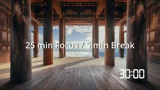 30 Min Pomodoro Timer | Celestial Zen Temple | Deep Temple Bell & Singing Bowl