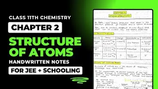 Structure of Atoms Handwritten Notes || Class 11th Chemistry Chapter 2 Notes PDF
