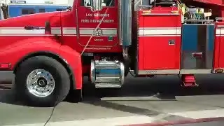 LAFD Heavy Rescue Rigs Code 3 and Amtrak in Glendale.