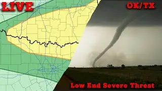 LIVE - Low end severe weather threat in Oklahoma and Texas - TORNADOES possible - Storm Chaser