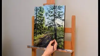 How to paint forest landscape - ACRYLIC PAINTING TUTORIAL