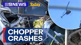 Dashcam footage shows the horrifying moment chopper crashes in Sydney | 9 News Australia