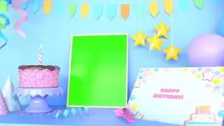 Polaroid Photographs Animation - Birthday Party - Green Screen - Copyright Free Video