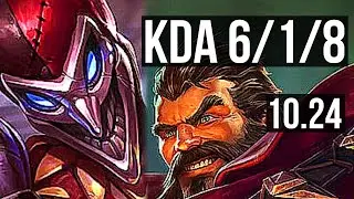 SHACO vs GRAVES (JUNGLE) | 6/1/8, Rank 6 Shaco, 300+ games, Dominating | KR Master | v10.24