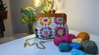 COMO FAZER BOLSA DE SQUARES DE CROCHÊ COM ALÇA DE MADEIRA–FEITA COM SOBRINHAS DE FIOS! SUPOER FÁCIL