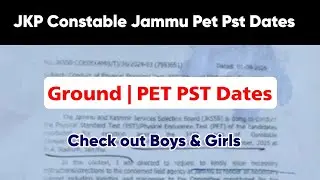 JKP Police Constable Jammu Division PET PST Dates | Ground MA Stadium | Start Date | Admit Card ?