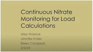 Continuous Nitrate Sensors and  Load Calculation Methods Webinar