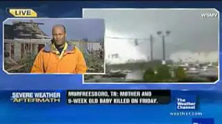 NBC Ron Mott Reports on Tornado Damage in Murfreesboro, TN, on 4/09/09