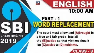 Word Replacement | SBI Class 2019 | English | 10:00 AM