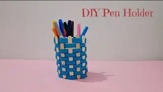 Cute Pen Holder DIY 💙 | Popsicle Stick Craft#Shorts #DIYShorts#CraftShorts#PenHolderDIY#SimpleCraft