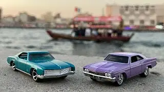 HotWheels classic cars racing on the shores of Deira Creek, Dubai @hotwheelsuae  