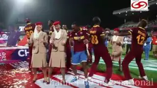 West Indies players and Emirates Cabin Crew Champion Dance
