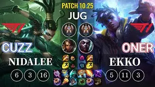 T1 Cuzz Nidalee vs T1 Oner Ekko Jungle - KR Patch 10.25