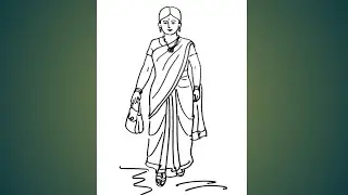 Walking women drawing easy step by step/#newlessonofdrawing/#youtubeshorts/short