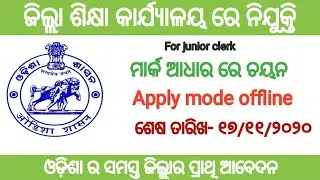 District Education office Nayagarh recruitment 2020!! For junior clerk!! Odisha government job !!