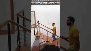 Sleek Staircase Design with Wood & Metal  Kerala Contemporary Home