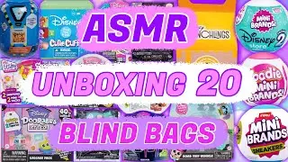 ASMR Unboxing 20 BLIND BAGS! Mini Brands! Doorables! 30 MINUTES ODDLY SATISFYING No Talking 💜