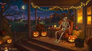 cozy autumn porch 1930's and and you're listening to vintage jazz on a cozy halloween ambience