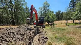 Trenching with the new Werk Brau bucket and trees Kubota KX 080 4 excavator