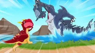 The Flash T-Rex Dinosaur VS Sharkzilla - The Battle For Rescue Godzilla Jr | GTK Animation