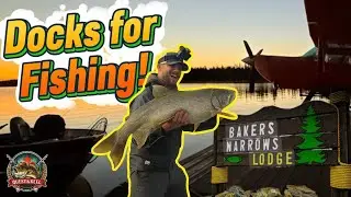 Docks for Fishing at Bakers Narrows Lodge in Manitoba. Fly in remote Lodge Lake Trout. 