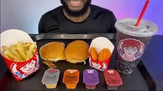 ASMR WENDY&rsquo;S JUNIOR BACON CHEESEBURGER FRIES CHICKEN NUGGETS COCA COLA